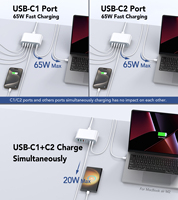 Chargeur rapide multi-ports 7-en-1 185W PD 65W, adaptateur secteur pour ordinateur portable, station de charge compatible avec iPhone 16, iPad, Galaxy S24/S23