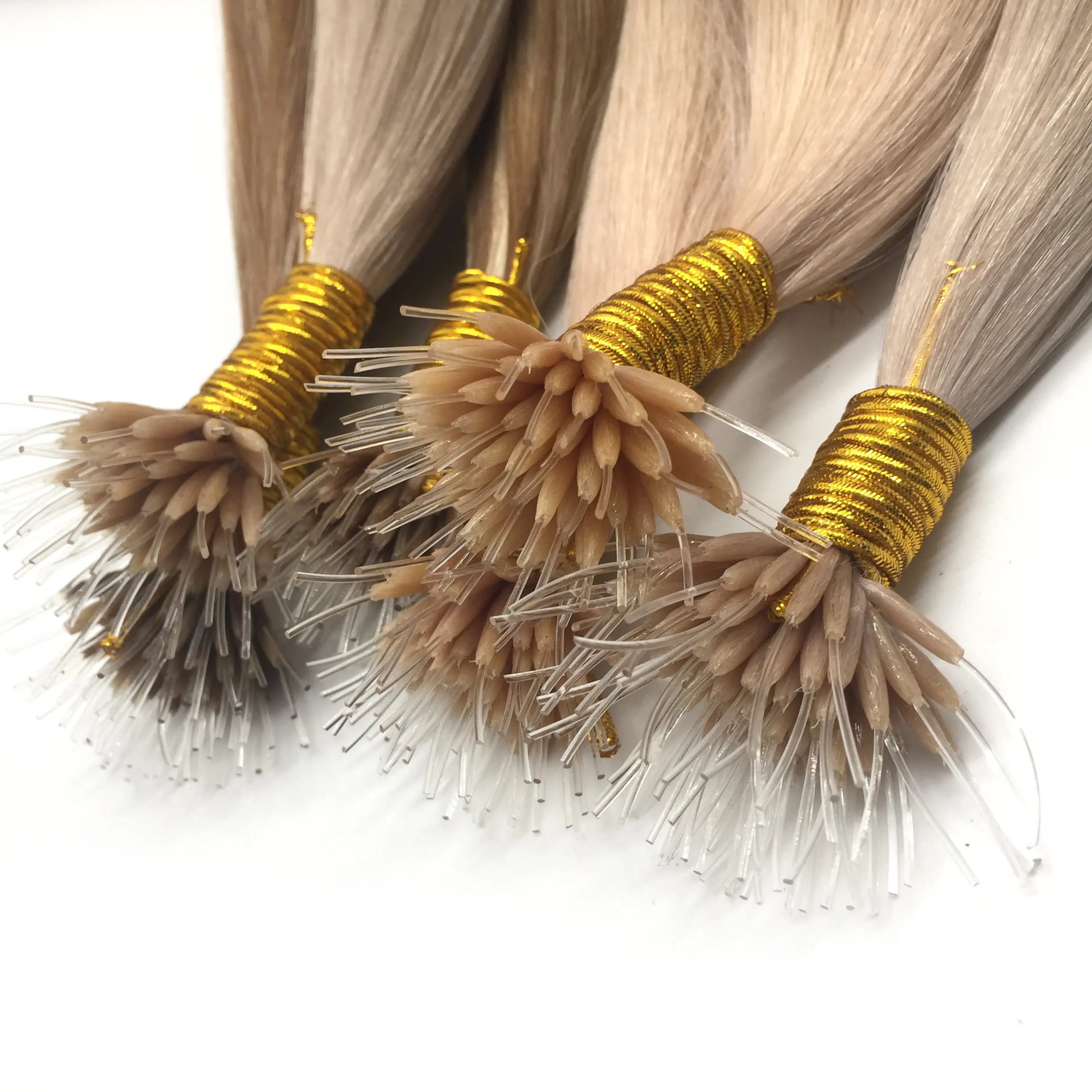 Hot Sale High Quality Cuticle Aligned Pre Bonded Elastic Line Nano Tip Raw Virgin Human Hair Extensions