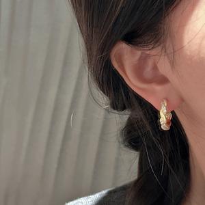 Anneaux de luxe à la mode en argent pur S925, avec un design élégant et original, à boucle d'oreille italienne brossée - Product Image 3