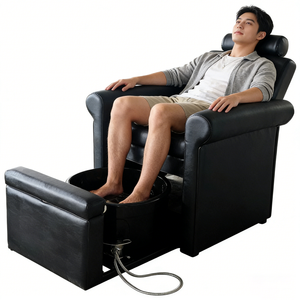 Fauteuil de pédicure de luxe inclinable en cuir avec baignoire sans tuyauterie, lumière LED, chaleur et massage pour salon de SPA - Product Image 6