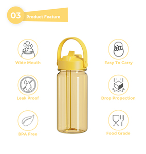 Botella de Agua Deportiva Portátil de 580 ml, Transparente, Tritan, Libre de BPA, Ecológica, con Pajita de Succión y Agarre Manual, para Uso Unisex - Product Image 5