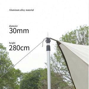 Lot de 2 poteaux télescopiques en aluminium à 4 sections pour auvent extérieur - Tente d'ombrage réglable légère de 280 cm argentée pour camping et auvent - Product Image 3