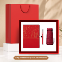 Coffret Cadeau d'Accueil d'Entreprise : Carnet A5 Étoilé, Stylo et Parapluie Pliant 6 Volets – Idéal pour Souvenir d'Entreprise, Cadeau pour Employés et Clients