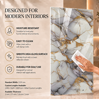 Panneau mural en PVC marbré MORLENX UV, imperméable, décoratif, moderne, à rayures et à carreaux, pour salle de bain, hôtel, appartement