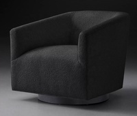 Fauteuil pivotant moderne en velours de style nordique, pour projets hôteliers, fauteuil lounge en cuir véritable, chaise d'appoint en tissu bouclé