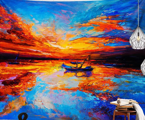 Vente chaude Chambre Décor Personnalisé Océan Bateaux Mer Tissé <span class=keywords><strong>Tapisserie</strong></span> <span class=keywords><strong>Murale</strong></span> Imprimé 100% Polyester Tissé <span class=keywords><strong>Tapisserie</strong></span> Couverture - Product Image 2