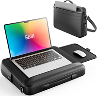 Nouveau sac pour ordinateur portable multifonction 2 en 1, plateau pour ordinateur portable, bureau, tapis de souris rétractable, surface en cuir ergonomique, convient aux ordinateurs portables de 15,6 pouces