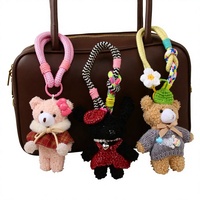 Porte-clés en peluche coréen fait main, motif dessin animé, mignon ours/chien, breloque de sac en fibre de polyester, mini pendentif pour téléphone, accessoire