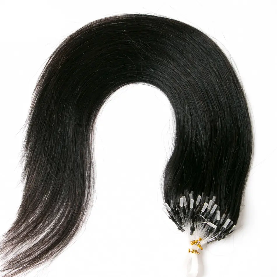 Ekstensi Rambut Cincin Loop Mikro 1G/Untai 100G Ekstensi Rambut Manusia Tautan Manik-manik Mikro Kunci Rambut Berwarna 18 "-24" 100% Remy