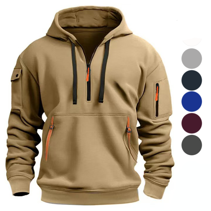 sudadera mitad negra mitad blanca de marca, elegante y de primera