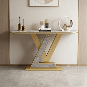 <span class=keywords><strong>Console</strong></span> d'entrée de style italien, luxe léger, avec plateau en pierre, rangement ouvert, design moderne et épuré, mobilier de maison - Product Image 3
