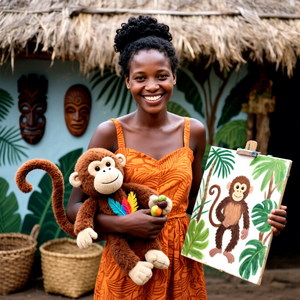 Jouet en peluche mignon singe et lapin à hauteur personnalisable avec peluche super douce et rembourrage en coton PP anti-stress pour les enfants - Product Image 1