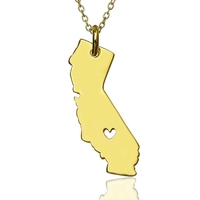 Collier Acier Inoxydable Bijouterie État Californie Charme État Carte Collier Coeur Colliers Bijoux