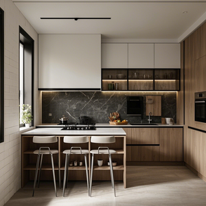 2024 Hot Phong Cách Hiện Đại Tủ Bếp Đặt Tốt Nhất Bán Không Thấm Nước Melamine Hội Đồng Quản Trị Dễ Dàng Lắp Ráp Vòi Ngăn Kéo Trượt Phụ Kiện - Product Image 2