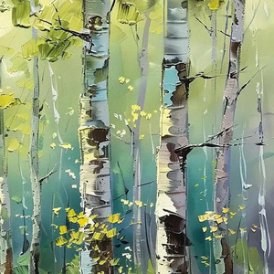 Pintura <span class=keywords><strong>de</strong></span> Abedul con Textura 3D, Arte <span class=keywords><strong>de</strong></span> Pared Verde Amarillo, Pintura al Óleo Abstracta sobre Lienzo para Decoración <span class=keywords><strong>de</strong></span> Sala <span class=keywords><strong>de</strong></span> Estar y Dormitorio - Product Image 6