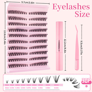 Vente en gros <span class=keywords><strong>de</strong></span> kits d'extensions <span class=keywords><strong>de</strong></span> cils DIY, cils en grappes, imperméables, 180 pièces, cils en grappes volumineux et vaporeux, livret <span class=keywords><strong>de</strong></span> cils - Product Image 1