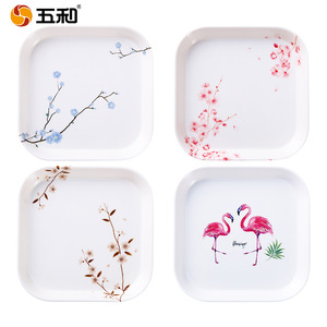 Wuhe Melamine Square Plate With Flamingo And Flower Pattern For Party And Hotel Use - Product Image 4