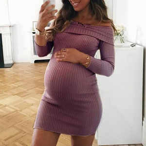 Wholesale Knit Solid Color Midi <strong>Dresses</strong> Women Elegant Casual <strong>Maternity</strong> Skirt Stain Cotton <strong>Pencil</strong> Casual <strong>Dresses</strong> - Product Image 3