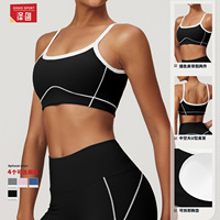 Soutien-gorge de sport respirant pour femme, style euro-américain, maintien élevé, motif uni, bretelles non ajustables, design dos en U profond