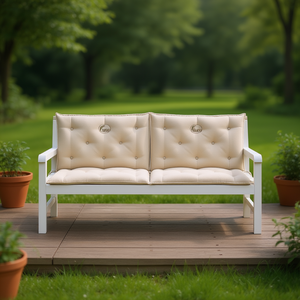 Coussins de banc de jardin Cani, beige, tissu Oxford matelassé, amovibles, lavables, rectangulaires, 100% fibre de polyester - Product Image 2