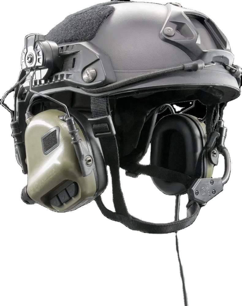 OPSMEN EARMOR M32Hタクティカルヘッドセットイヤホンアダプターヘルメットホルダー、高速タイプレールマウント用マイク付きNatoTP120ジャケット