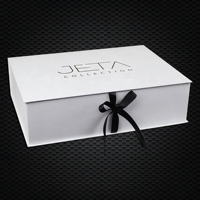 Boîte cadeau pliante blanche personnalisée avec ruban noir pour cadeaux de détail, impression de logo personnalisée, OEM ODM, vente en gros