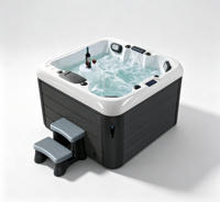 Spa de luxe pour 4 personnes en acrylique pour l'extérieur avec plusieurs jets de massage, bain à remous carré autoportant