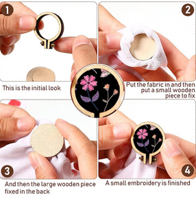 Petits cerceaux à broder en tissu et textile, anti-rides, pour le cadre, l'artisanat et la suspension, mini cerceau en bois - Product Image 5