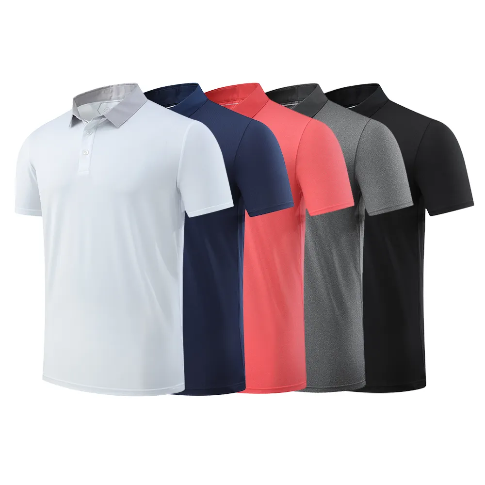 Custom Print Geborduurd Logo Heren Premium Werk Polo T Shirts Unisex Polyester Spandex Golfshirts Dry Fit Poloshirts