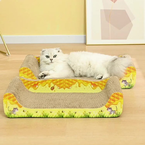Cat Scratching Post Bowl Shape Corrugated Cardboard Cartoon <b>Pattern</b> Pet Bed For Kittens - Product Image 1