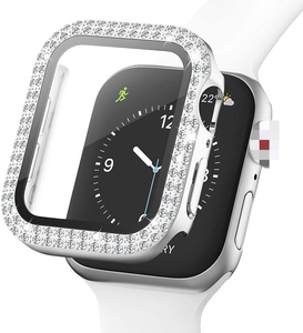 Cubierta de reloj de diamante de dos líneas con funda protectora de pantalla de cristal para <span class=keywords><strong>Apple</strong></span> <span class=keywords><strong>Watch</strong></span> Series <span class=keywords><strong>6</strong></span> 7 8 9 SE 40mm 41mm 44mm 45mm - Product Image 3