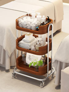 Chariot de rangement vintage sur pied en <span class=keywords><strong>bois</strong></span> pour salon de beauté, à plusieurs niveaux, pour produits de soin de la peau, ongles et cheveux - Product Image 5