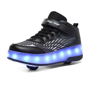 Chaussures à roulettes lumineuses pour enfants avec doubles roues, baskets rechargeables à tige synthétique pour les jeux en extérieur - Product Image 4