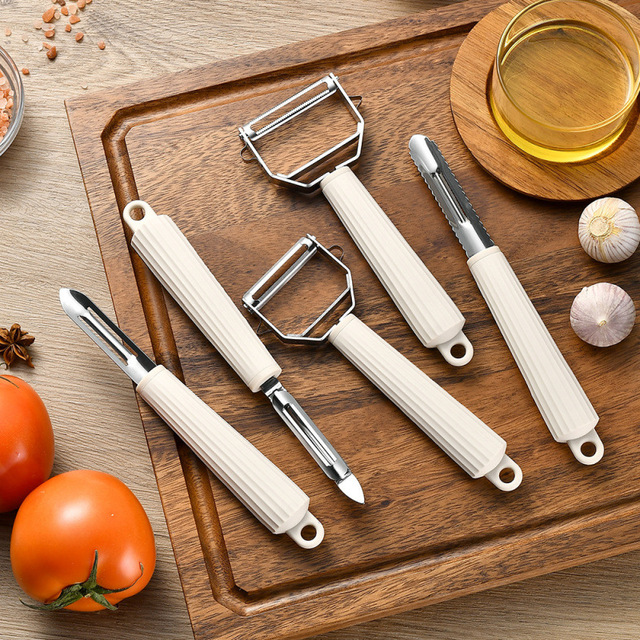 Silicone Handle Stainless Steel Blade 5-Piece Manual Multi-function Fruit & Vegetable Peeler Kitchen Tool