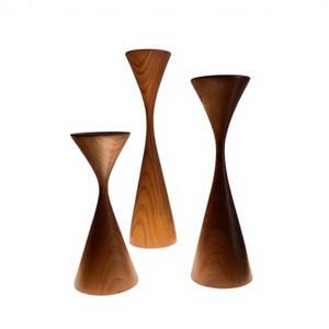 Porte-bougie décoratif en bois fait main, écologique et durable, pour décorations de mariage et d'anniversaire, support à bougies multi-usages - Product Image 1
