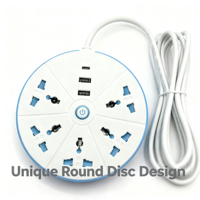 Regleta de Enchufes Universal, Cable de Extensión de 2 Metros con 2 Puertos USB y 1 Puerto Tipo C, Enchufe Compatible con Voltaje Global