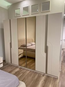 <span class=keywords><strong>Armoire</strong></span> six portes de style crème français avec miroir, grande capacité, en bois massif, pour <span class=keywords><strong>chambre</strong></span> principale, personnalisable - Product Image 2