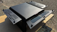 SEMRISE Couverture de benne en aluminium à sécurité renforcée pour Toyota Tundra Pickup 4x4 - Noir, Verrouillage manuel/par mot de passe, Capacité 501L-600L