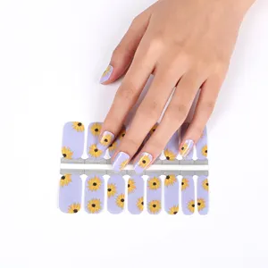 Huizi поставщик ногтей, Лидер продаж, 16 полосок, красочные многоцветные блестящие обертки для лака для ногтей с металлическим узором