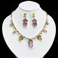 Ensemble Classique Boucles d'Oreilles et Collier en Cuivre et Zircon pour Femme – Cadeau de Mariage/Fête/Fiançailles de Marque – Vente en Gros