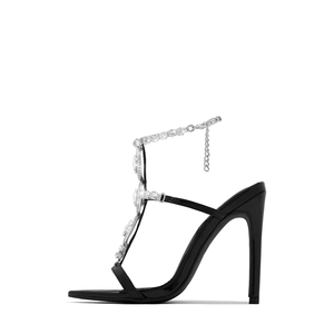 Sandalias de tacón de aguja con pedrería dorada y gemas para mujer, de punta abierta, para verano, tacón alto, novedad 2025 - Product Image 5