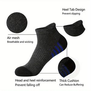 Vente en gros de chaussettes bateau de sport de basket-ball grande taille printemps et été hommes blancs et noirs chaussettes courtes maille cheville pas cher - Product Image 4
