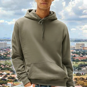 Sweat à capuche décontracté d'hiver brodé 80% Coton 20% Polyester, épaules tombantes, encolure croisée, ourlet et poignets côtelés, en polaire unie - Product Image 2
