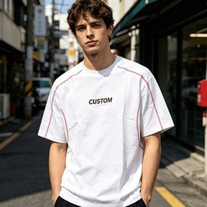 เสื้อยืดสตรีทแวร์สั่งทำพิเศษ ผ้าฝ้าย 100% ทรงโอเวอร์ไซส์ เนื้อผ้าหนา ทรงหลวม ปักลายนูน พิมพ์ลายพัฟฟ์ ไซส์พลัส - Product Image 1