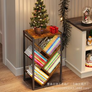 Estantería de madera y hierro de 4 niveles, estante de almacenamiento que ahorra espacio para sala de estar, oficina, estudio, libros, juguetes, decoración - Product Image 3