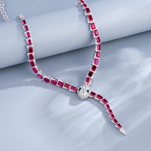 925 Silver Cultivated <b>Ruby</b> Set Shines Luxuriously, Serpentine Style for Business, Holiday, and Special Occasions-A Great Gift L - Product Image 3
