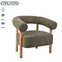 Fauteuil en velours CARFORD avec pieds en caoutchouc, fauteuils en velours pour salon, fauteuil en tissu pour chambre à coucher, fauteuil de loisirs, fauteuil d'appoint en gros