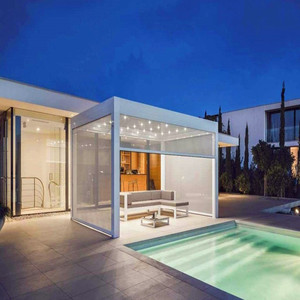 Pérgola con Panel Solar TOMA As2047, Pérgola Impermeable para Terraza, Pérgola con Techo Abatible Eléctrico para Exteriores - Product Image 6