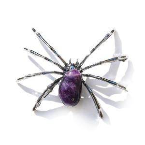 Cristal Natural Irregular, Piedra <span class=keywords><strong>de</strong></span> Araña Pulida, <span class=keywords><strong>Estatua</strong></span> <span class=keywords><strong>de</strong></span> Animal Araña <span class=keywords><strong>de</strong></span> Aleación <span class=keywords><strong>de</strong></span> Plata para Decoración del Hogar en Halloween, Regalos - Product Image 5