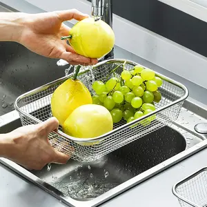 Edelstahl Sieb Fine Mesh verstellbare Gemüse Obst Nudeln Silikon Korb für die Küche